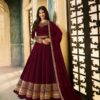 Fragile Maroon Color Rangoli With Cording Work Anarkali Suit