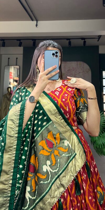 LNB 1615 Red Color Tussar Silk Drawstring & Printed With Foil Print & Heavy Tassels Lehenga Choli ? Expected Delivery 4-6 Working Days 2449/- | Lehenga, Bollywood Lehenga, Creative Lehenga, Designer Lehenga, Embroidered Lehenga, Party Wear Lehenga