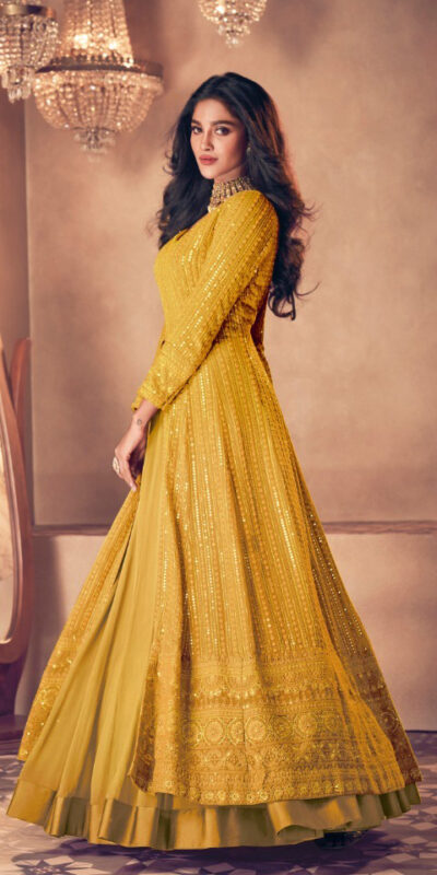 FC:-122 Yellow color heavy Georgette with Embroidery And Santoon Work Classic Designer Suit Wedding,Party,Festive@2399/- Only | Anarkali Suits, Bollywood Anarkali, Creative-Anarkali, Designer Anarkali, Embroidered Anarkali, Party Wear Anarkali