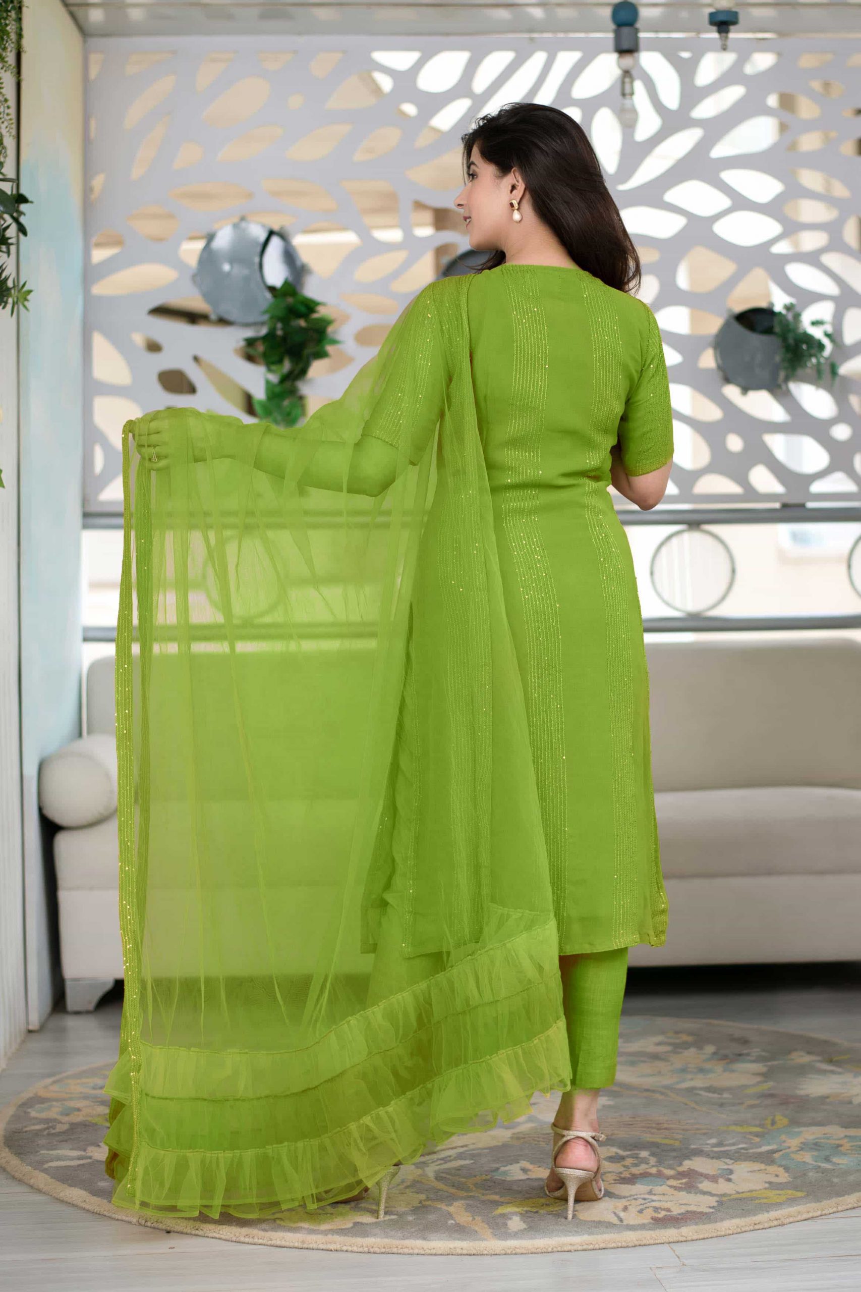 Beautiful Green Color Georgette Embroidered Full Stitched Salwar Suit_stock  Out at Rs 1399.00 | Georgette Salwar Kameez | ID: 2850461176688