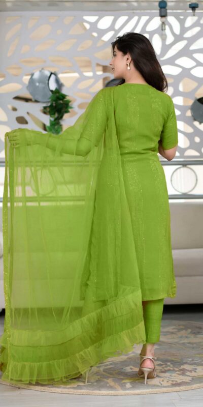 RTCKD 1040 Green Top: Heavy Rayon Dupatta: Net Work: Fancy Thread Embroidery Sequence Work Party, Wedding, Festive @1649/- Only | Salwar suit, Casual Suits, Creative suits, Designer Suits, Party Wear Suits, Straight Suits
