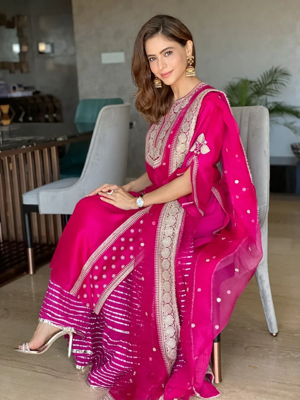 KD 1026 Pink Top : Taffeta Silk Glorious Pink Salwar Suit Work : Embroidery With Sequence Work Party, Wedding, Festive @1699/- Only | Salwar suit, Casual Suits, Creative suits, Designer Suits, Palazzo Suits, Party Wear Suits, Straight Suits
