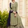 FC 9704 Green Blue Top : Georgette Work : Embroidery Work, Mirror Work Wedding, Festive, Events Black Georgette Embroidered Sharara @2099 | Salwar suit, Casual Suits, Creative suits, Designer Suits, Palazzo Suits, Party Wear Suits, Straight Suits
