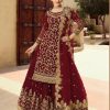 Artful Maroon Color Georgette Soft Net Sequence Embroidery Work Lehenga Choli