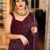 Party Wear Purple Color Georgette Sequence Work Saree For Women's