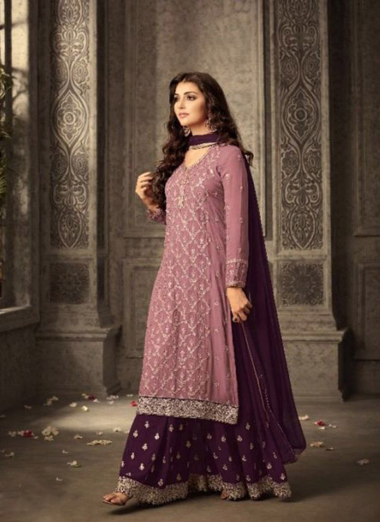 MOHINI 47001 PINK-WINE Color: Pink-Wine Fabrics: Top :- Faux Georgette Embroidery And Stone Work Dupatta:- Nazmin Embroidery Work Lace | Salwar suit, Casual Suits, Creative suits, Designer Suits, Palazzo Suits, Party Wear Suits, Straight Suits
