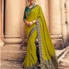 Exemplary Pista Green Color Sana Silk With Jacquard Lace Saree
