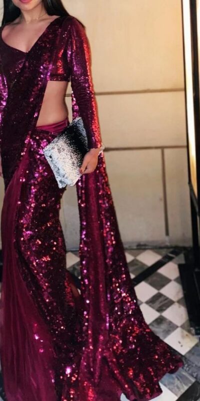 L1264G Dark Purple Saree And Blouse: Fancy Rangoli Silk Work: Sequence With Embroidery Work Party, Wedding, Events Sequence Saree @2149 | Sarees, Bollywood Sarees, Creative Sarees, Designer Sarees, Embroidered Sarees, Ethnic Saree, Party Wear Sarees