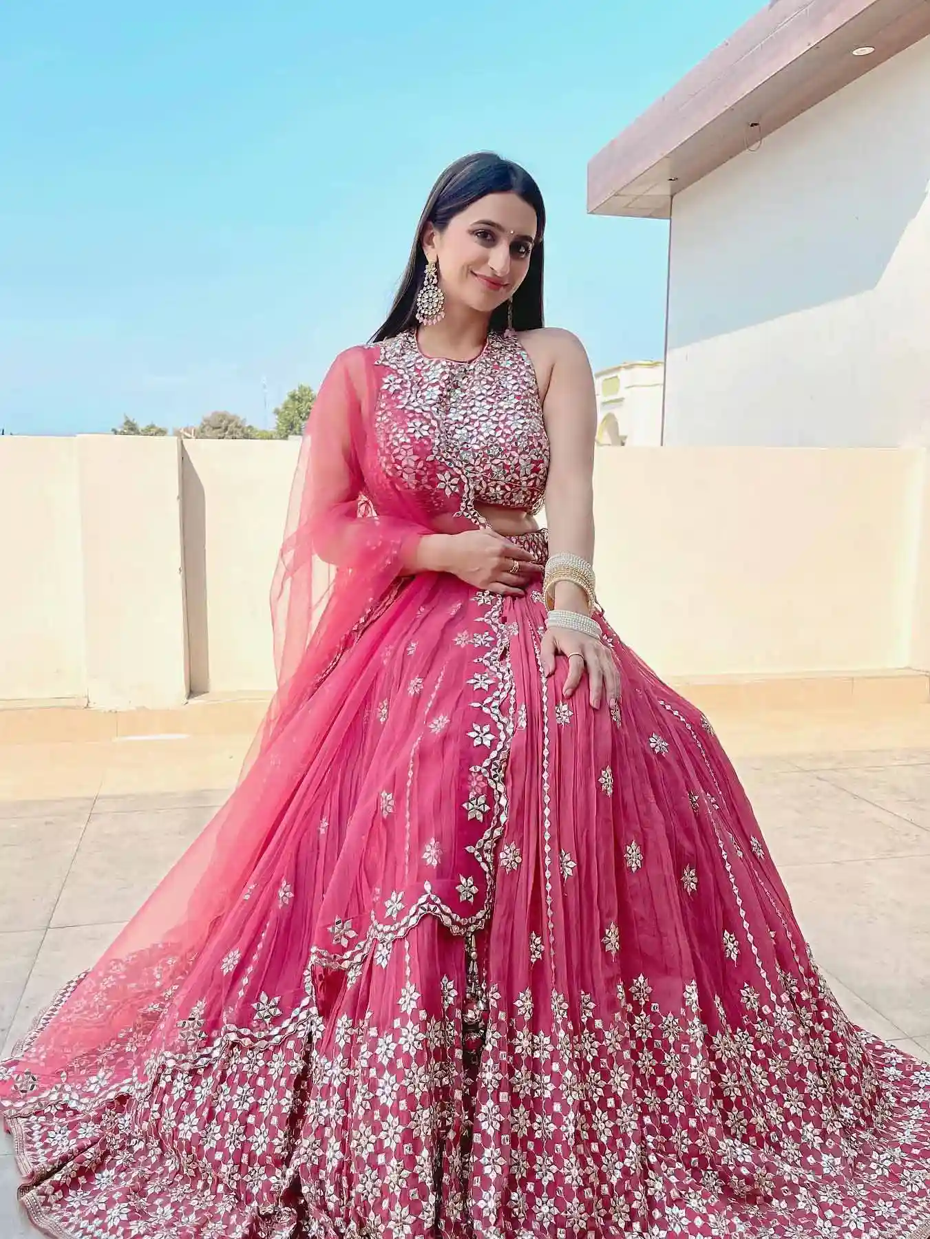 RTC 6295 Pink Lehenga : Georgette Work : Embroidery And Heavy 9mm Sequins Work Wedding Wear Pink Lehenga Wedding, Events @1999/- | Lehenga, Bollywood Lehenga, Creative Lehenga, Designer Lehenga, Embroidered Lehenga, Party Wear Lehenga