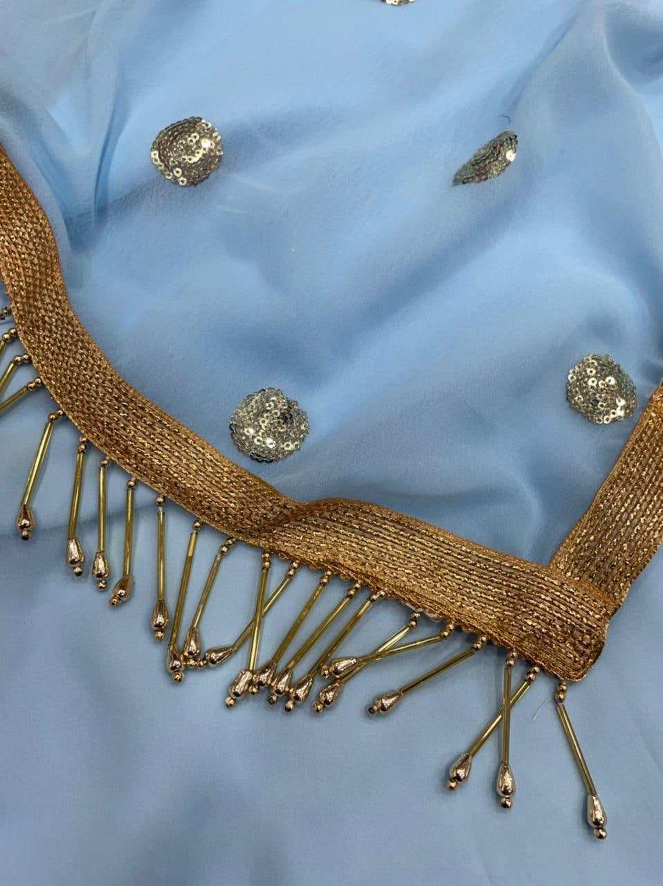 RTC 5373 Sky Blue Top : Georgette Sharara : Georgette Work : Embroidery With Sequence Wedding, Party, Festive,@2249/- Only | Salwar suit, Casual Suits, Creative suits, Designer Suits, Palazzo Suits, Party Wear Suits, Straight Suits