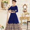 Aglow Navy Blue Color Georgette Coding Embroidery Anarkali Suit