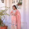 Artful Salmon Color Chinon Silk Diamond Hand Work Sharara Suit