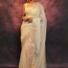 Artful White Nylon Organza Jacquard Multi Embroidered Saree