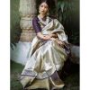 Artful White & Purple Color Soft Lichi Silk Jacquard Work Saree