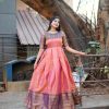 Attractive Pink Color Kanjivaram Silk Zari Weaving Work Gown