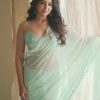 Beautiful Light Blue Color Soft Georgette Embroidery Work Saree
