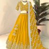 Beautiful Yellow Color Georgette Embroidery Sequence Lehenga