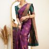 Brilliant Wine Color Soft Lichi Silk Ordinary Design Rich Pallu Saree