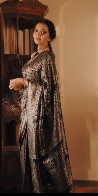 Classic Black Color Soft Lichi Silk Cloth Rich Pallu All Over Saree