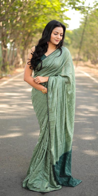 Classic Green Color Viscos cotton Beautiful Pallu All Over Saree
