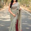 Classic Grey Color Viscos Cotton Silk Beautiful Rich Pallu Saree