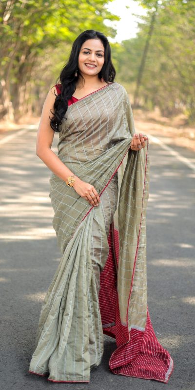 Classic Grey Color Viscos Cotton Silk Beautiful Rich Pallu Saree