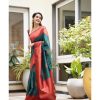 Classic Peacock Green Soft Lichi Silk Rich Pallu All Over Saree
