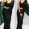 Consummate Green Color Georgette Fancy Sequence Work Saree