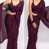 Consummate Purple Color Georgette Fancy Sequence Work Saree