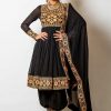 Cute Black Color Faux Georgette Coding Real Mirror Salwar Suit