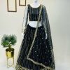 Cute Black Color Soft Net Embroidery Sequins Lehenga Choli
