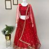 Cute Red Color Heavy Soft Net Embroidery Sequins Lehenga Choli