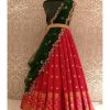 Cute Red Kanjivaram Silk Jacquard Zari Work Lehenga Choli