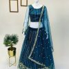 Cute Royal Blue Soft Net Embroidery Sequins Lehenga Choli