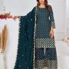 Cute Stone Green Color Georgette Embroidery Stone Sharara Suit