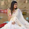 Cute White Color Chinon Silk Embroidery Multi Treads Work Saree
