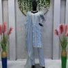 Dazzling Blue Color Tabby Organza Thread Sequence Work Kurti
