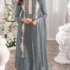 Dazzling Grey Color Heavy Georgette Embroidery Anarkali Suit