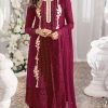 Dazzling Maroon Color Heavy Georgette Embroidery Anarkali Suit