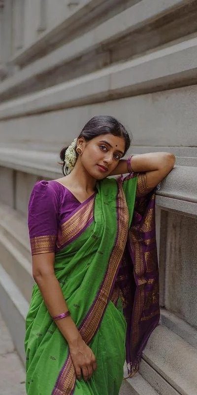 Parrot Green Soft Silk Saree with Pallu Work