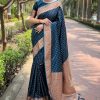 Dazzling Peacock Green Color Soft Lichi Silk Rich Pallu Saree