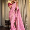 Dazzling Pink Color Soft Lichi Silk Cloth Rich Pallu All Over Saree