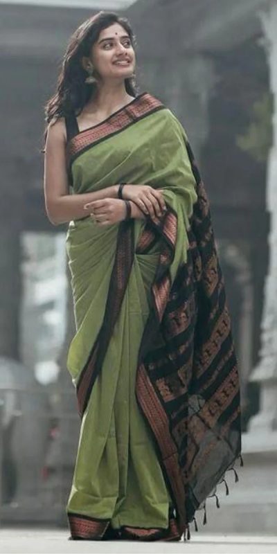 Pista Green Soft Silk Saree with Pallu