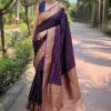 Dazzling Purple Color Soft Lichi Silk Beautiful Rich Pallu Saree