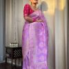 Dazzling Purple Soft Lichi Silk Cloth Rich Pallu All Over Saree