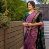 Purple Soft Silk Saree with Pallu Work