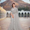 Dazzling Silver Color Bright Organza Silk Sequence Work Saree