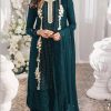 Dazzling Stone Green Color Georgette Embroidery Anarkali Suit