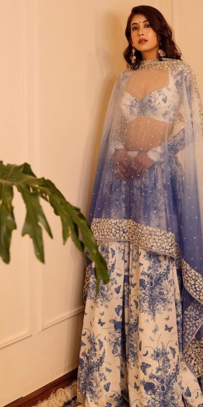 Dazzling White Color Georgette Digital Printed Lehenga Choli