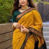 Yellow Soft Silk Saree with Pallu Work